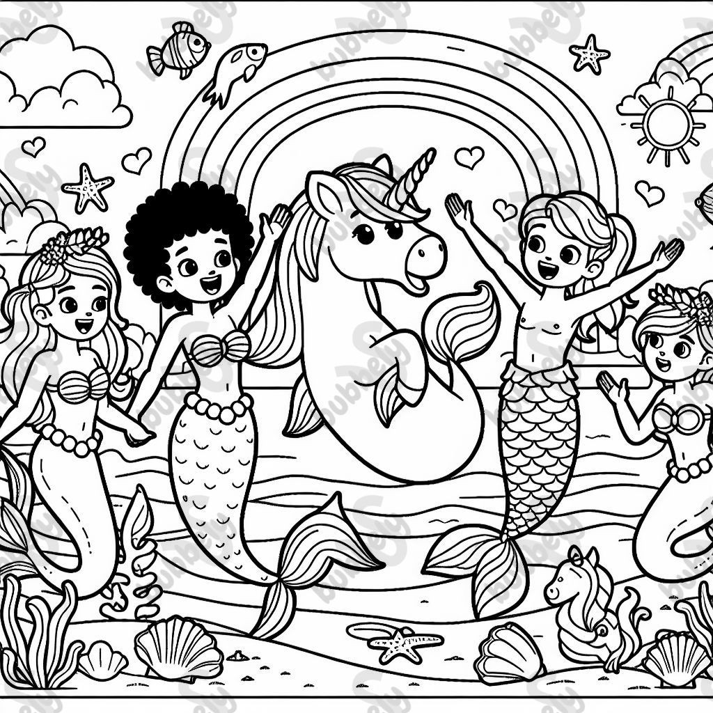 Playful mermaids and unicorns 