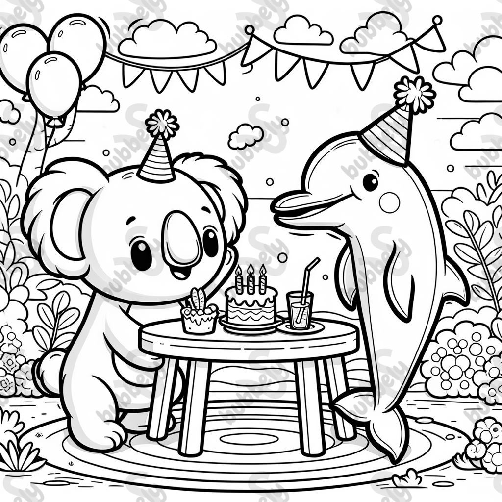 einne koala der eine party mit einem delfin feiert