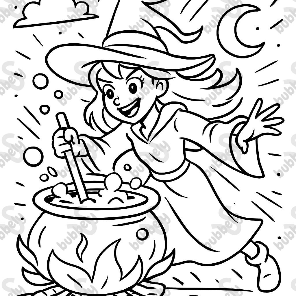 Witch making potion