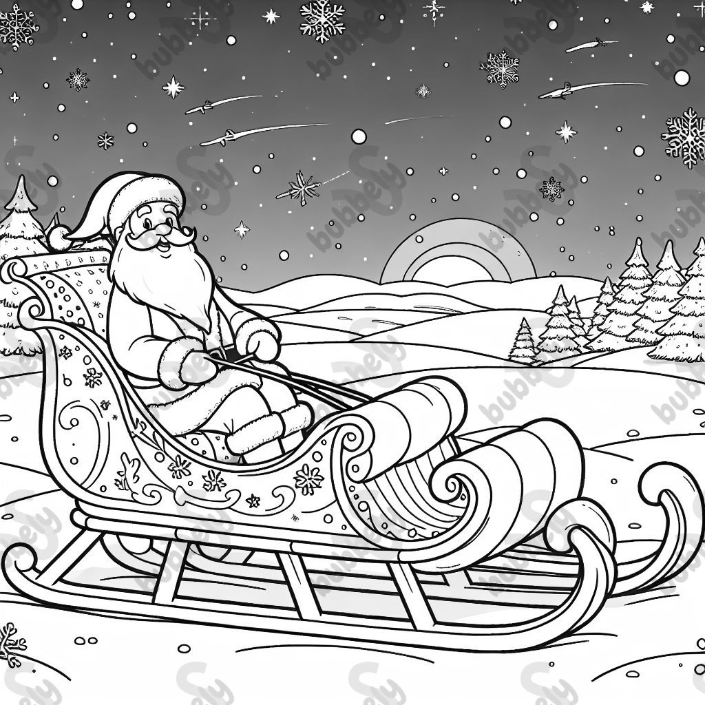 santas sleigh in snow