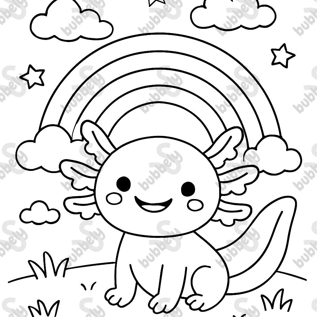 Axolotl rainbow invitation