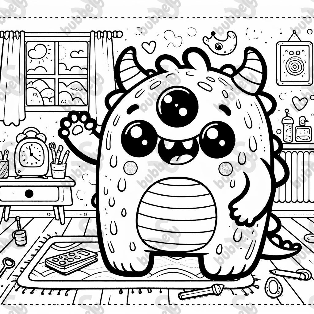 A little cute monster for a coloring page.