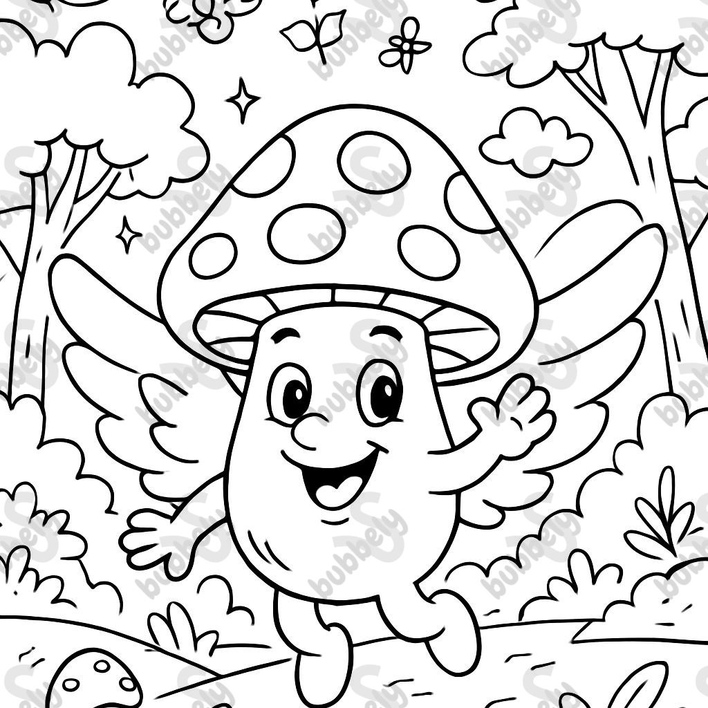 a mushroom with wings in the enchanted forest