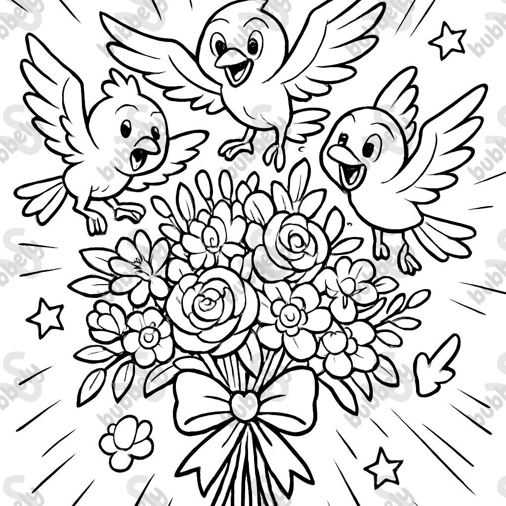 a bouquet with birds