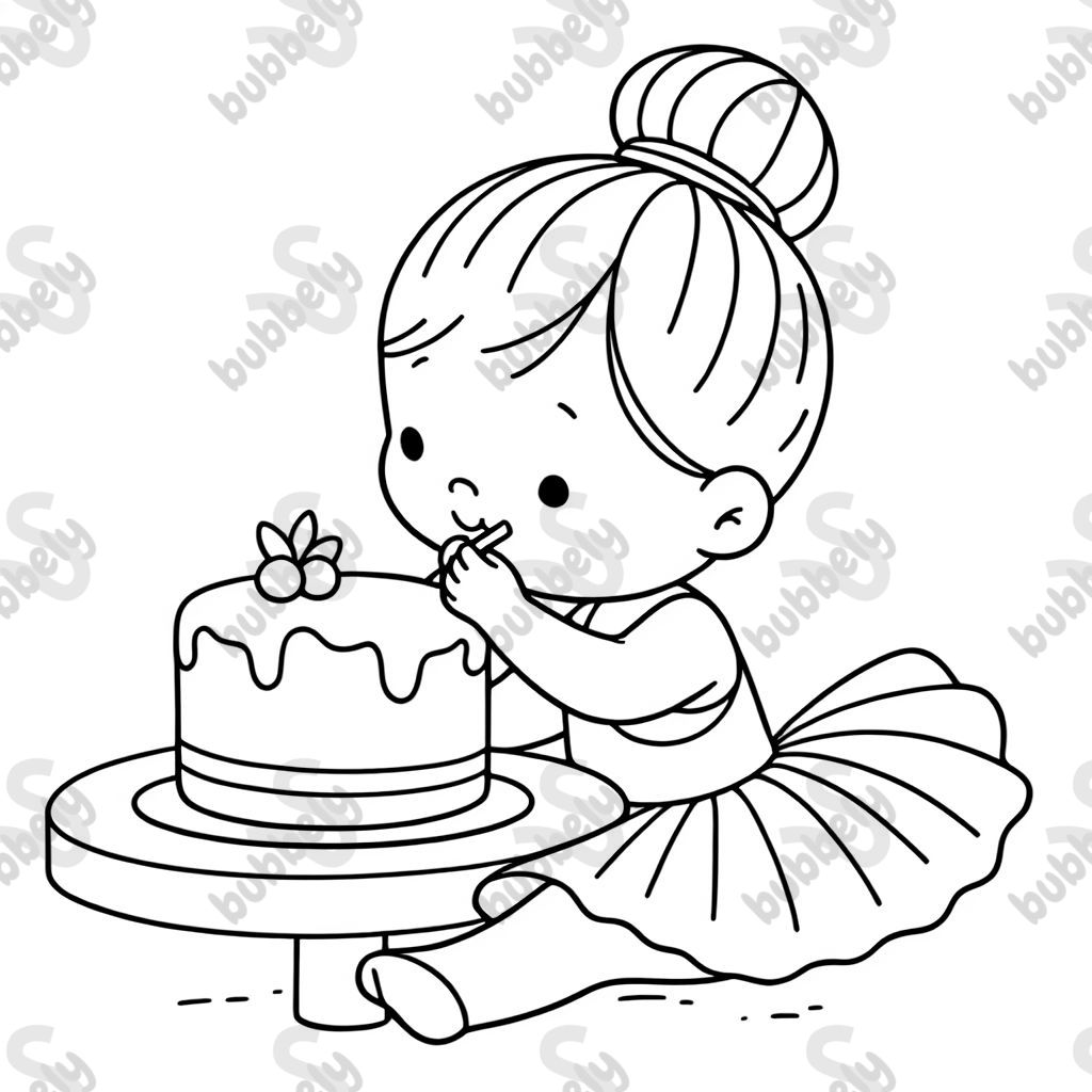 a ballerina eating cake