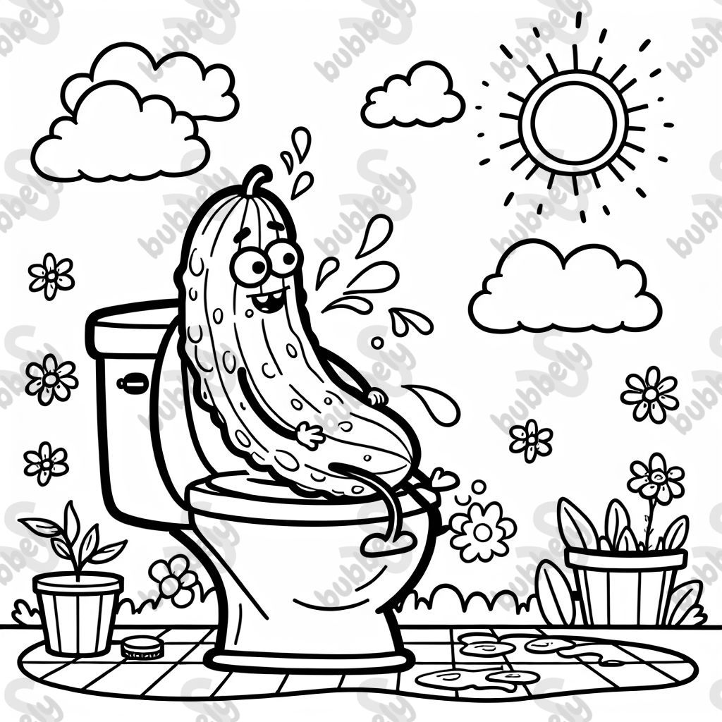 Eine Gurke, die auf dem Klo sitzt und kackt