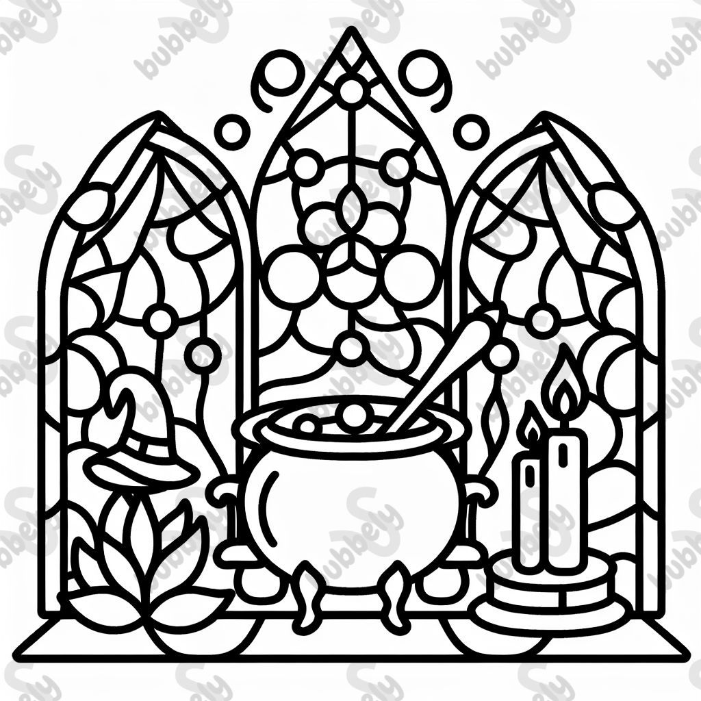 stained glass witch cauldron