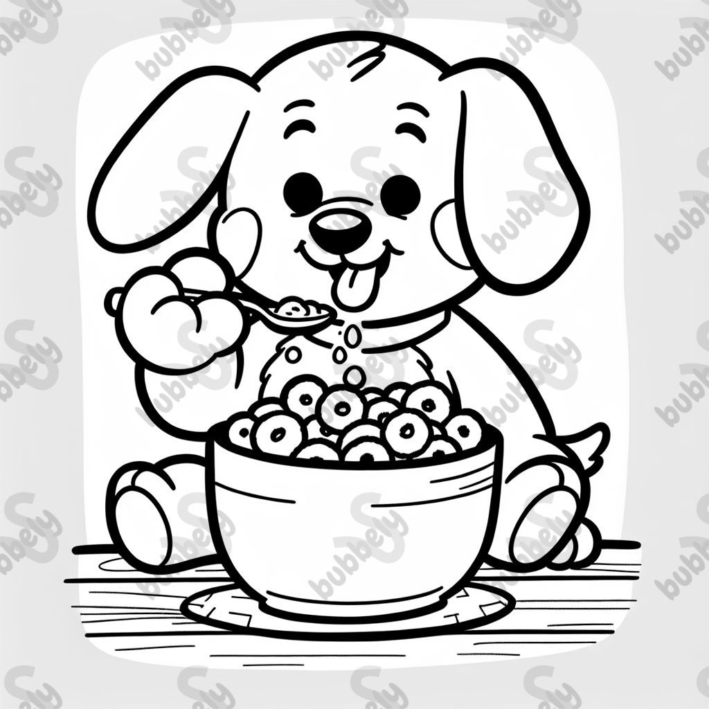 dog eating cereal