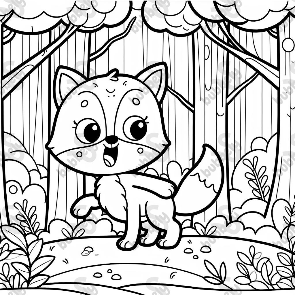 Fox scared in the forest