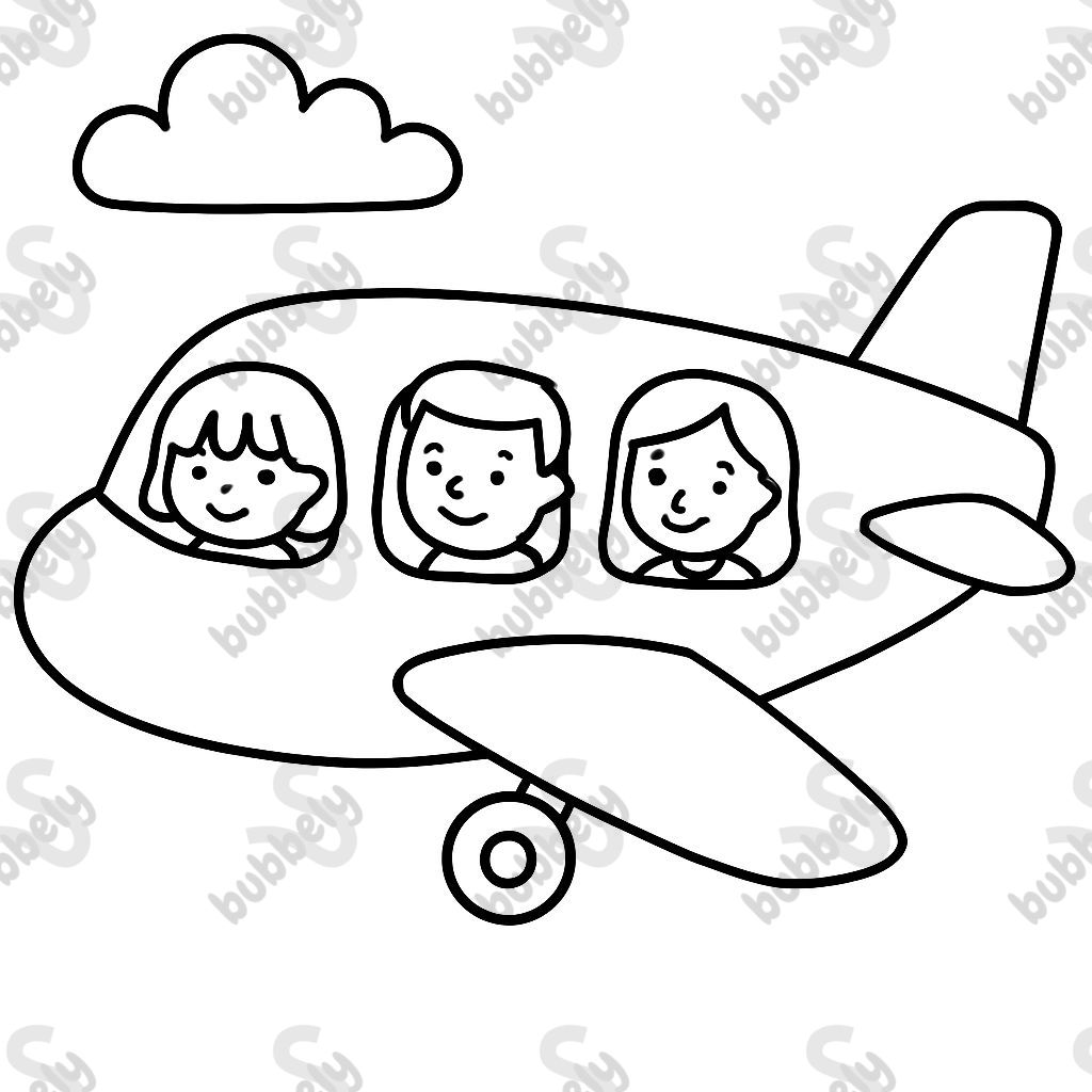 Plane with one girl, one guy, and one young girl.