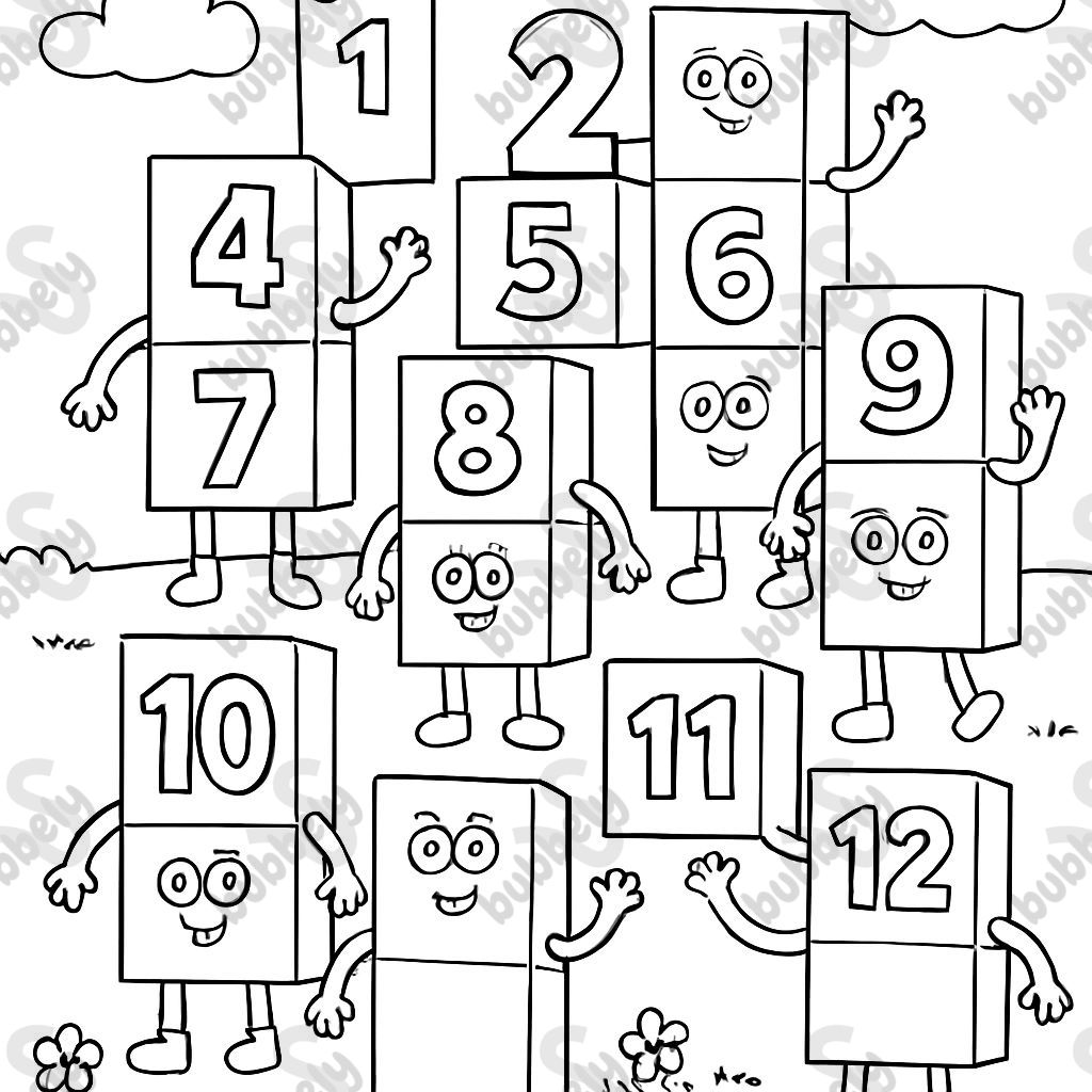 Blocs de nombres de 1 à 12 Blocs de nombres de 1 à 12