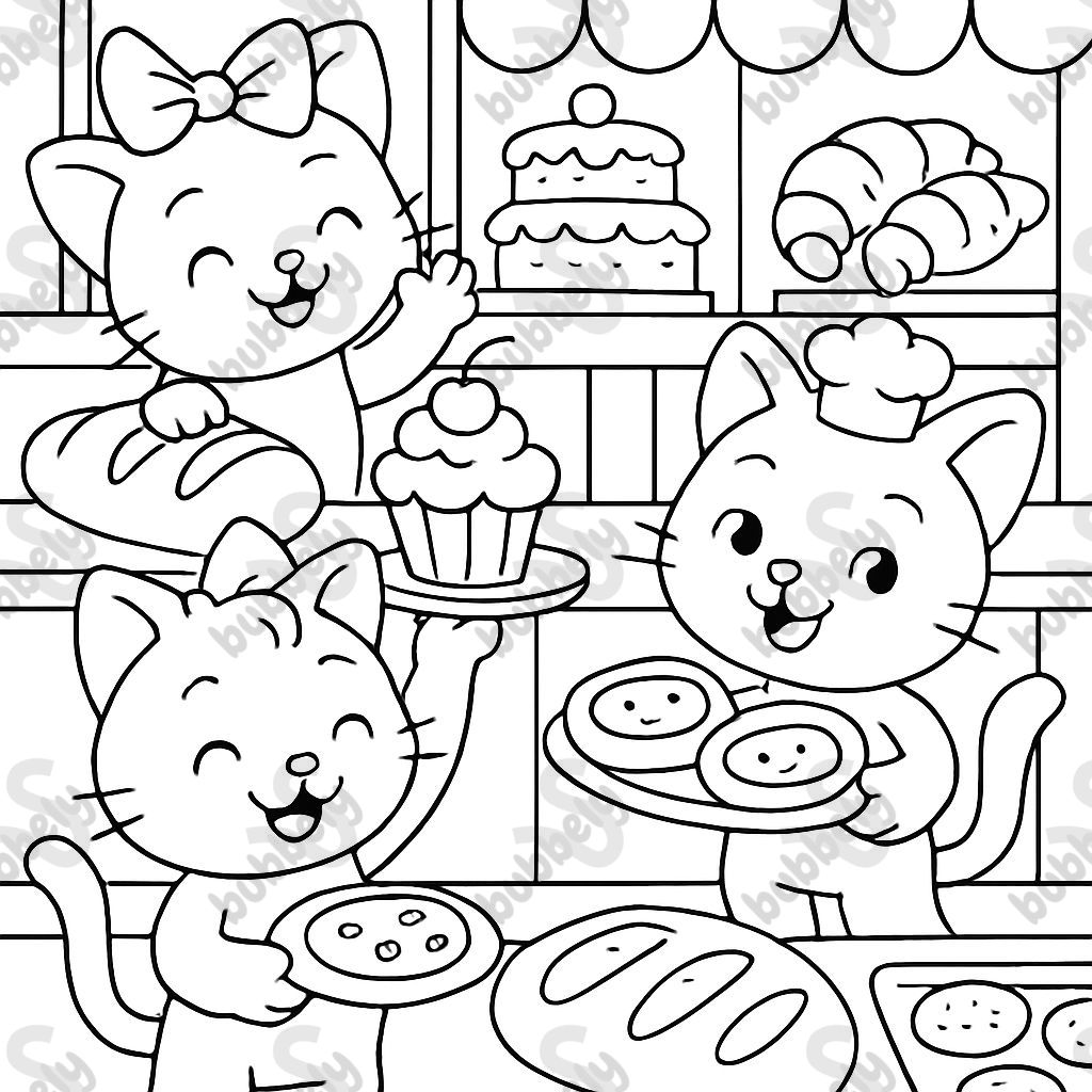 kittens at a bakery