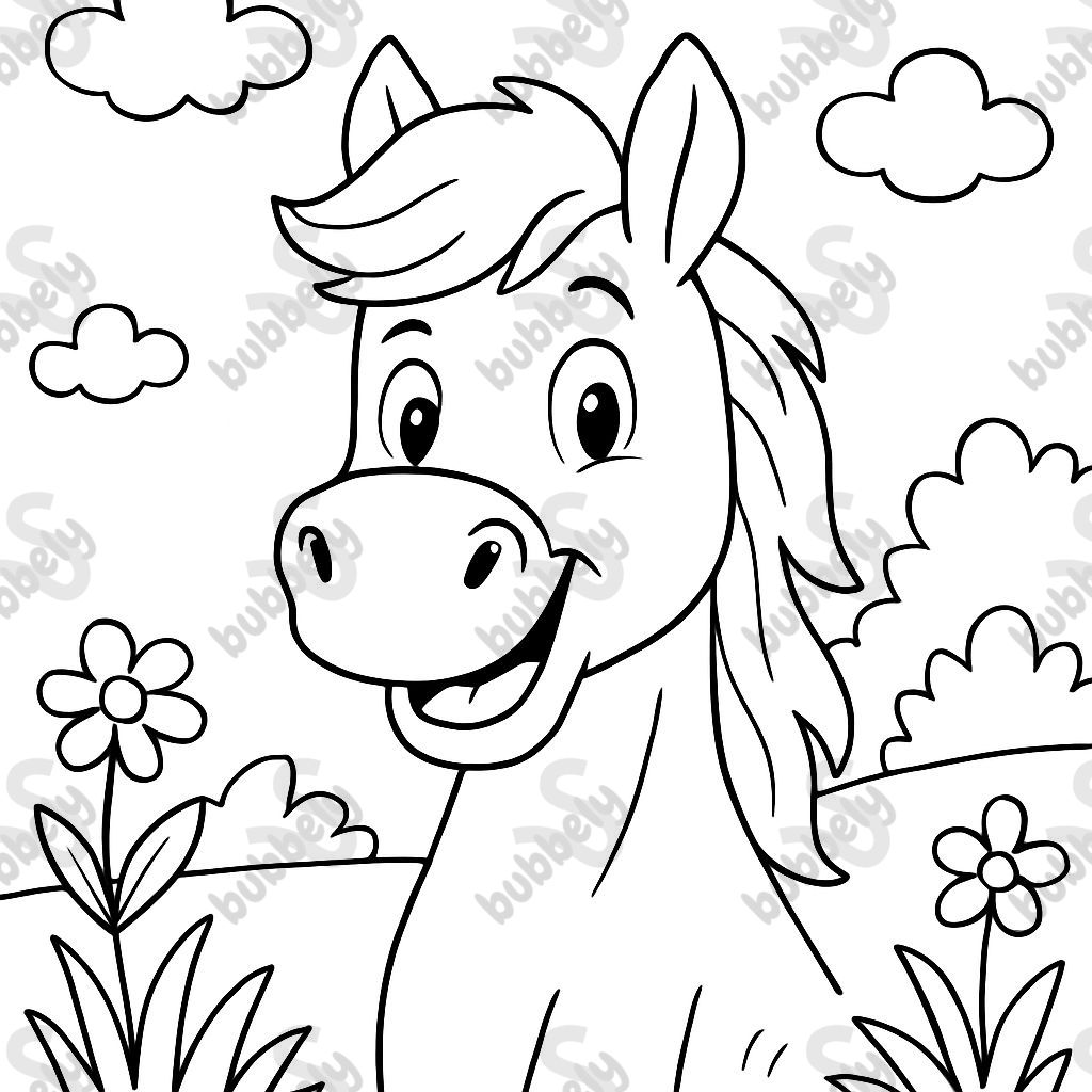 horse head from the front with mane on the right and left