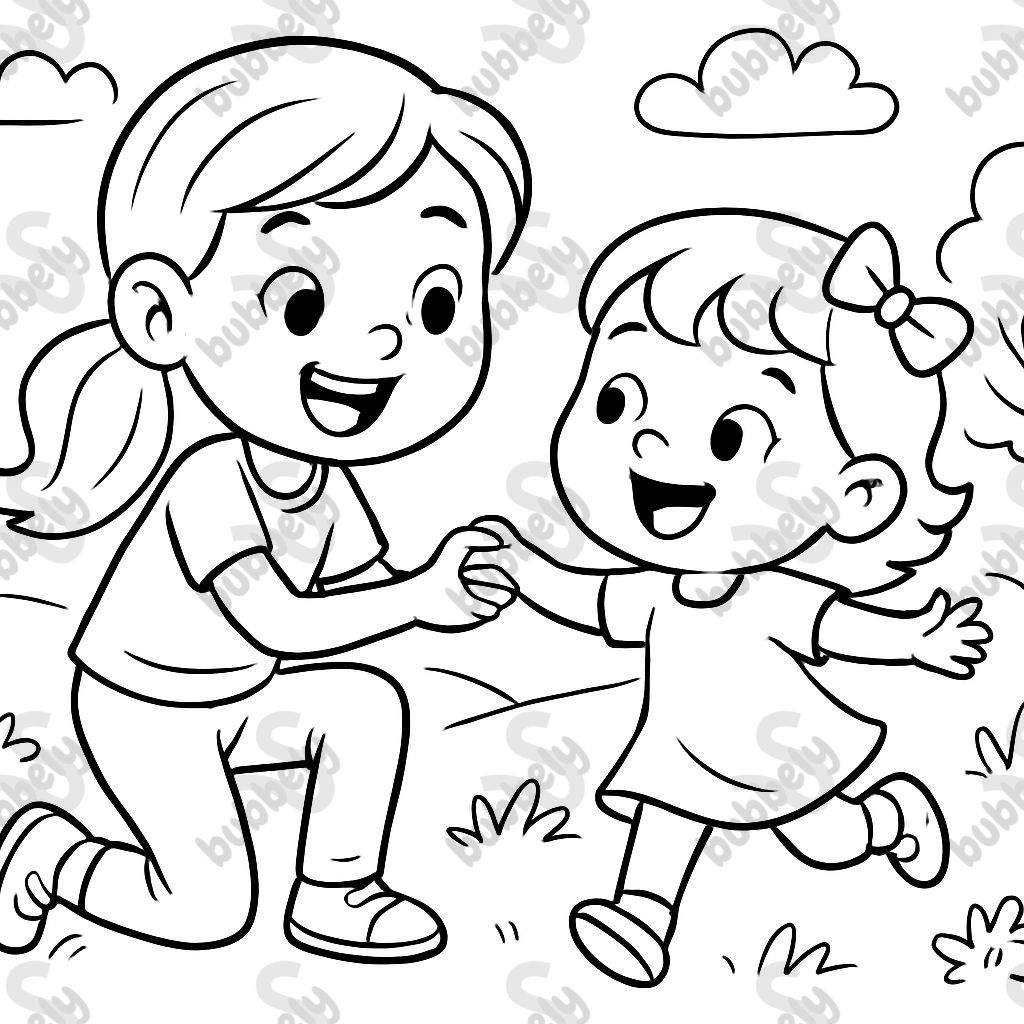 big sister little sister playing