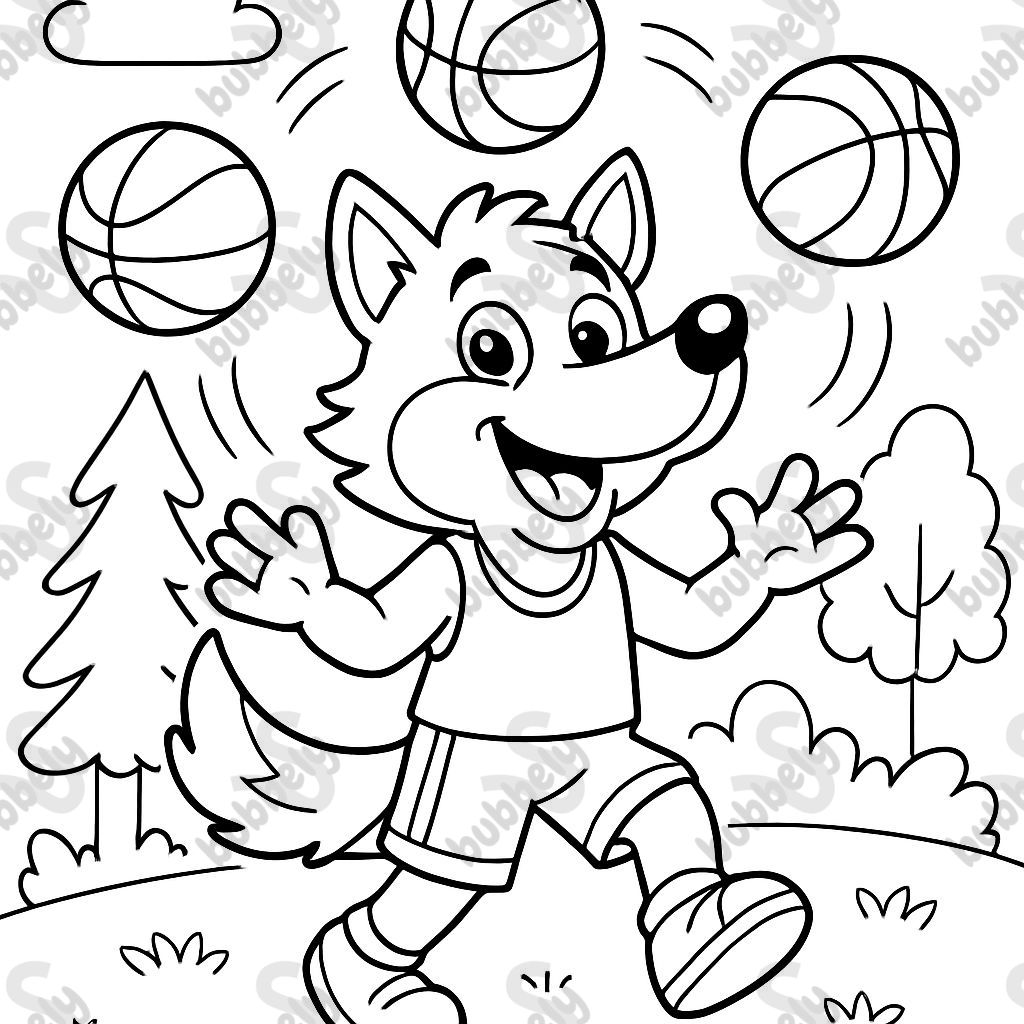 Wolf juggling basketballs Wolf juggling basketballs
