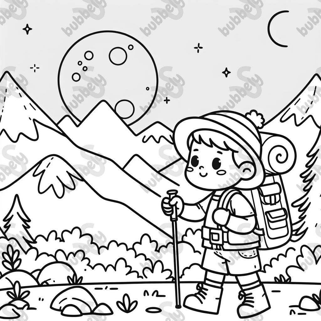 kid hiker in the mountains