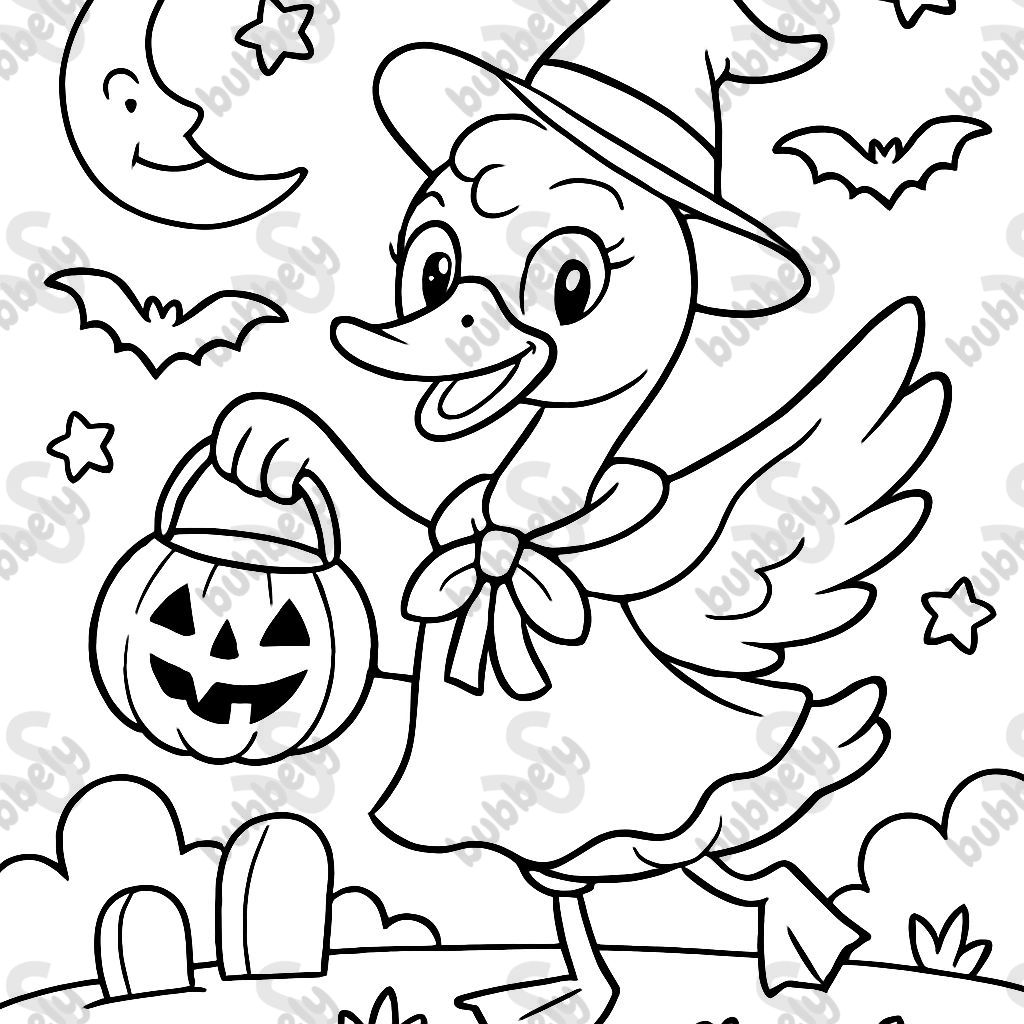 A Swan dressed up for Halloween