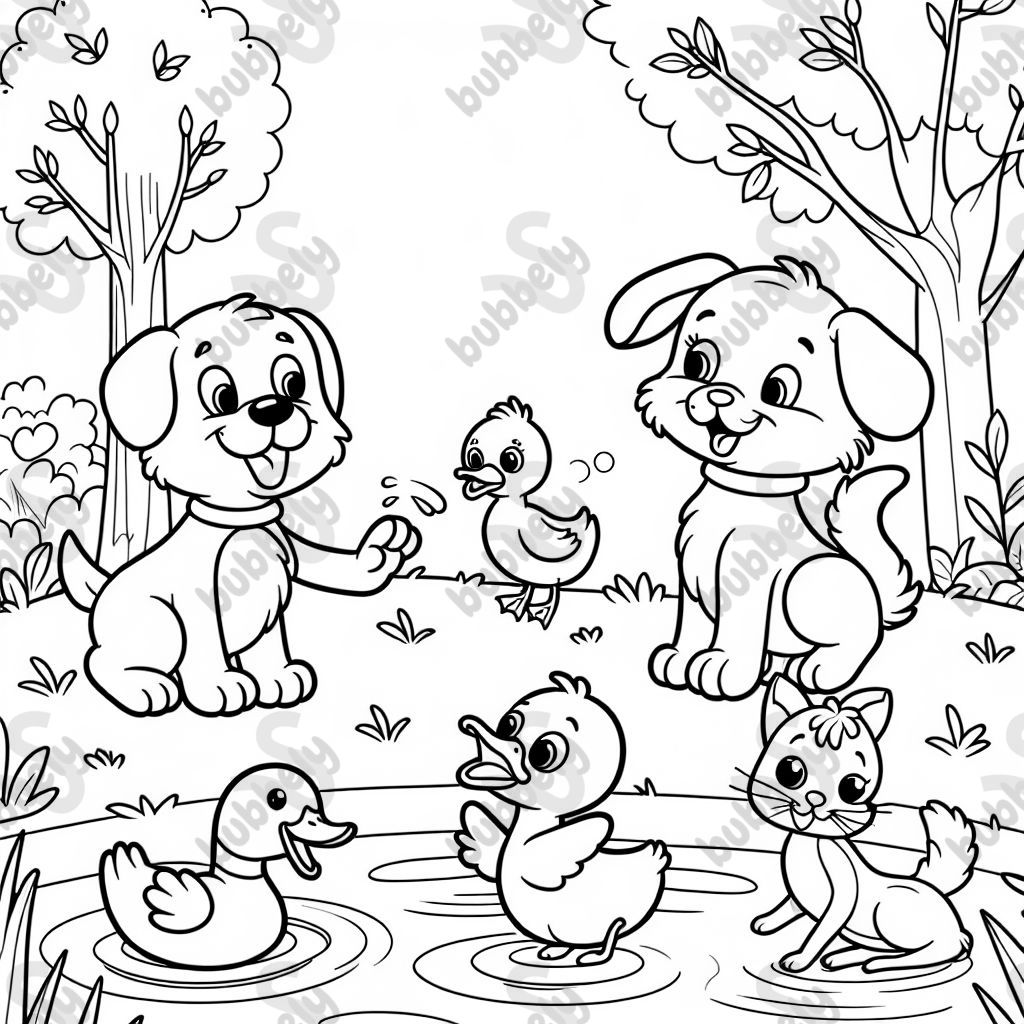 einen hund, eine ente und eine katze