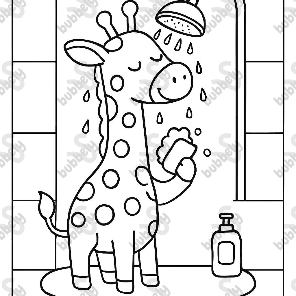 Giraffe under shower
