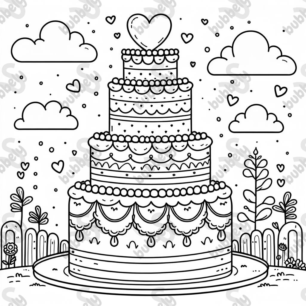 a really tall cake with a love heart on top