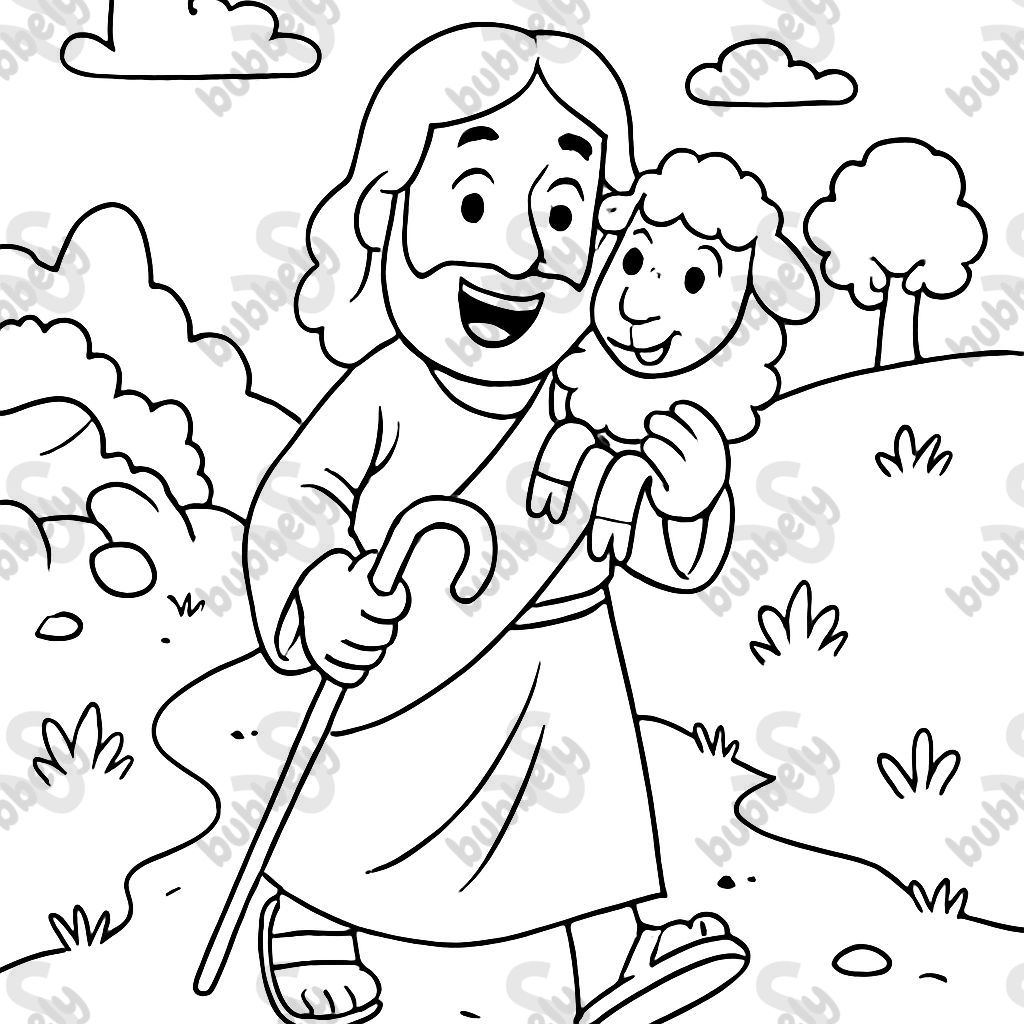 Jesus and the lost sheep with text