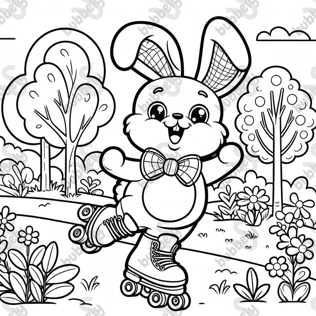 ein Hase der Rollschuh fährt