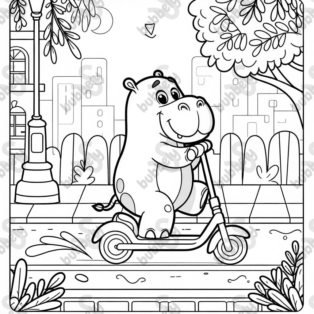 a hippopotamus on an e-scooter