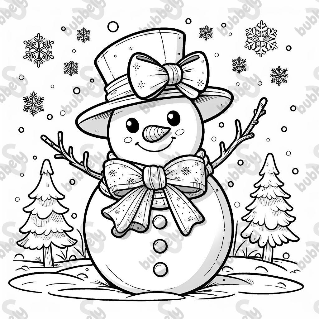 Snowman wearing a bow