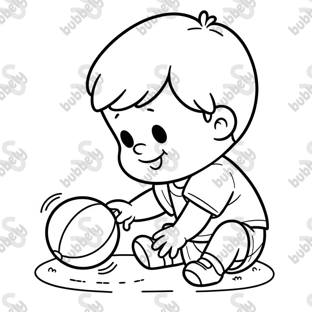 Toddler boy playing with ball