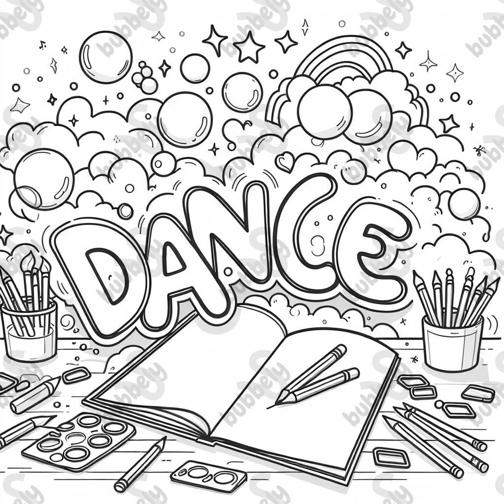 bubble letters of the word DANCE bubble letters of the word DANCE