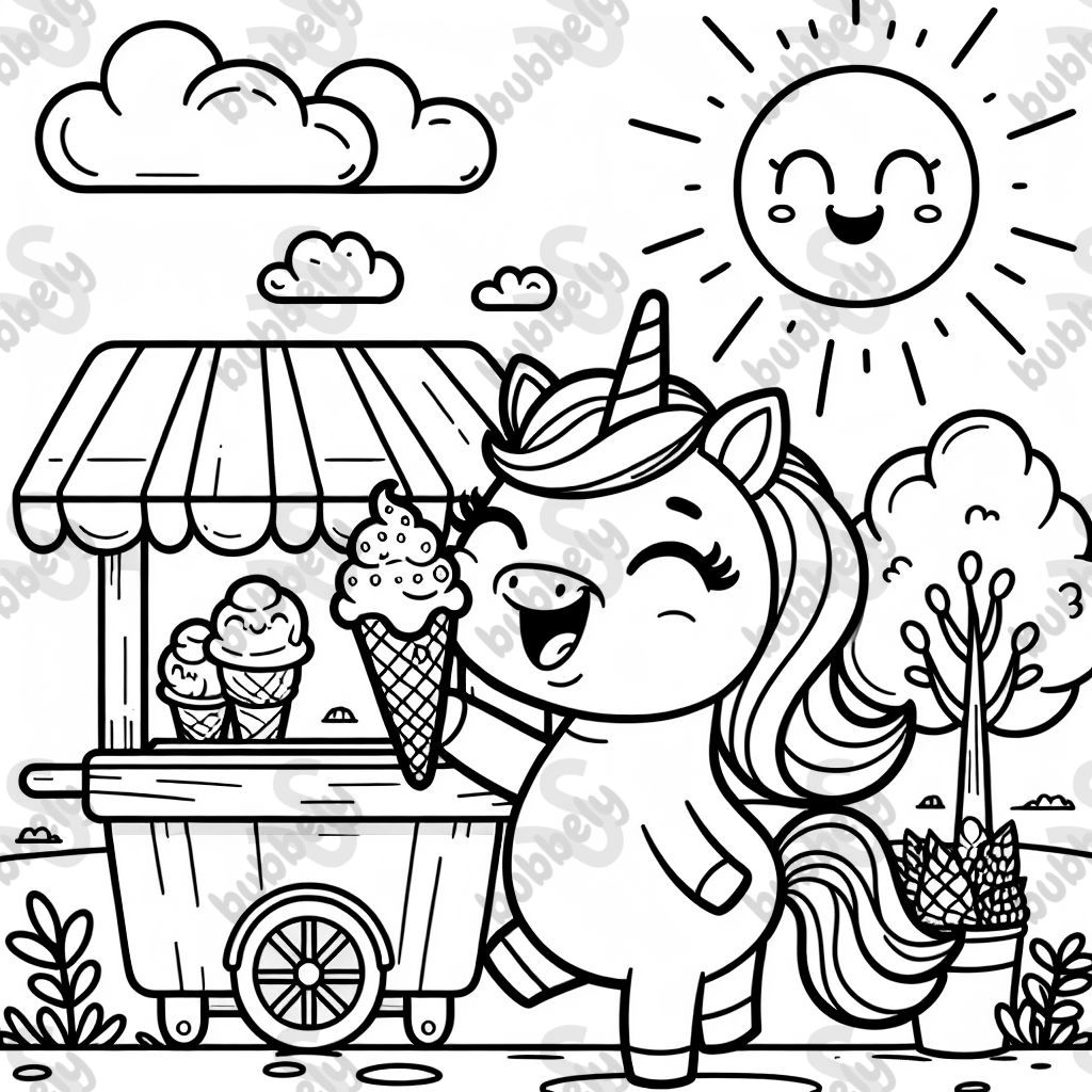 A unicorn getting ice cream
