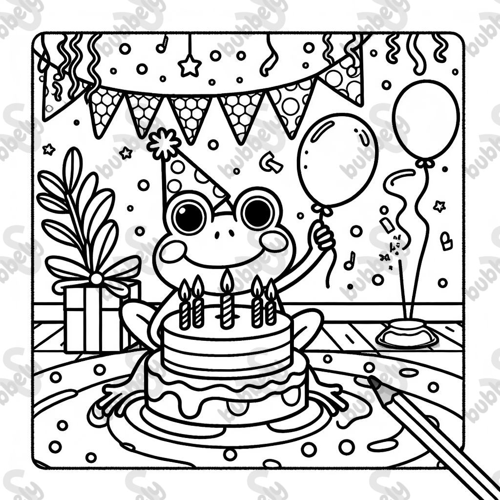 A frog at a birthday party