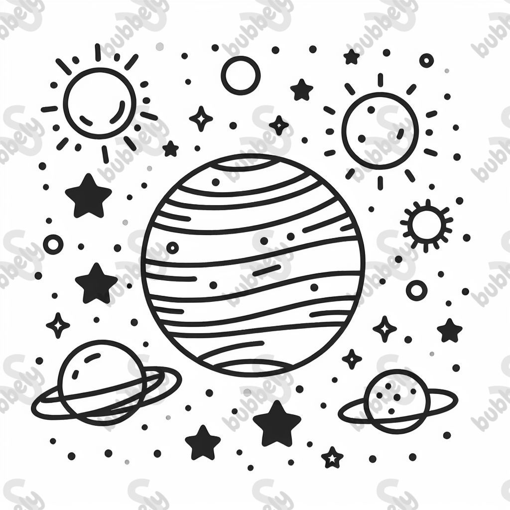 the planet mercury with stars and other cute space stuff in the background