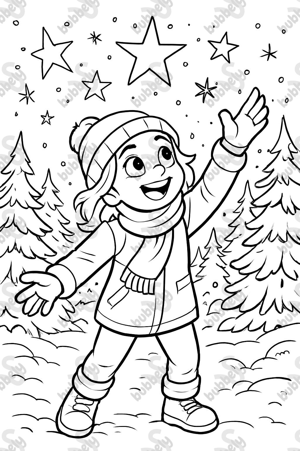 Estrellas, bosque, nieve Estrellas, bosque, nieve