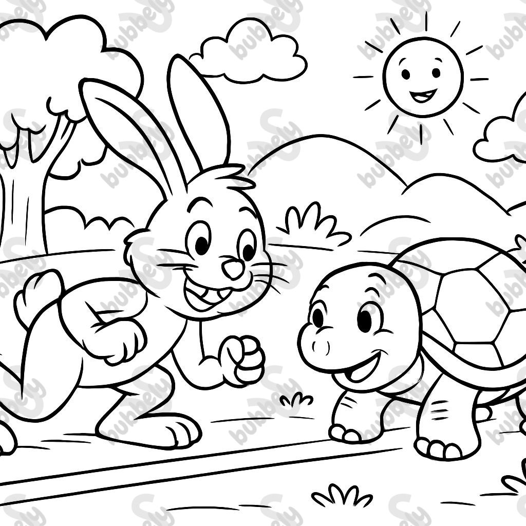 The hare and the tortoise starting line animated and colorful. The hare and the tortoise starting line animated and colorful.