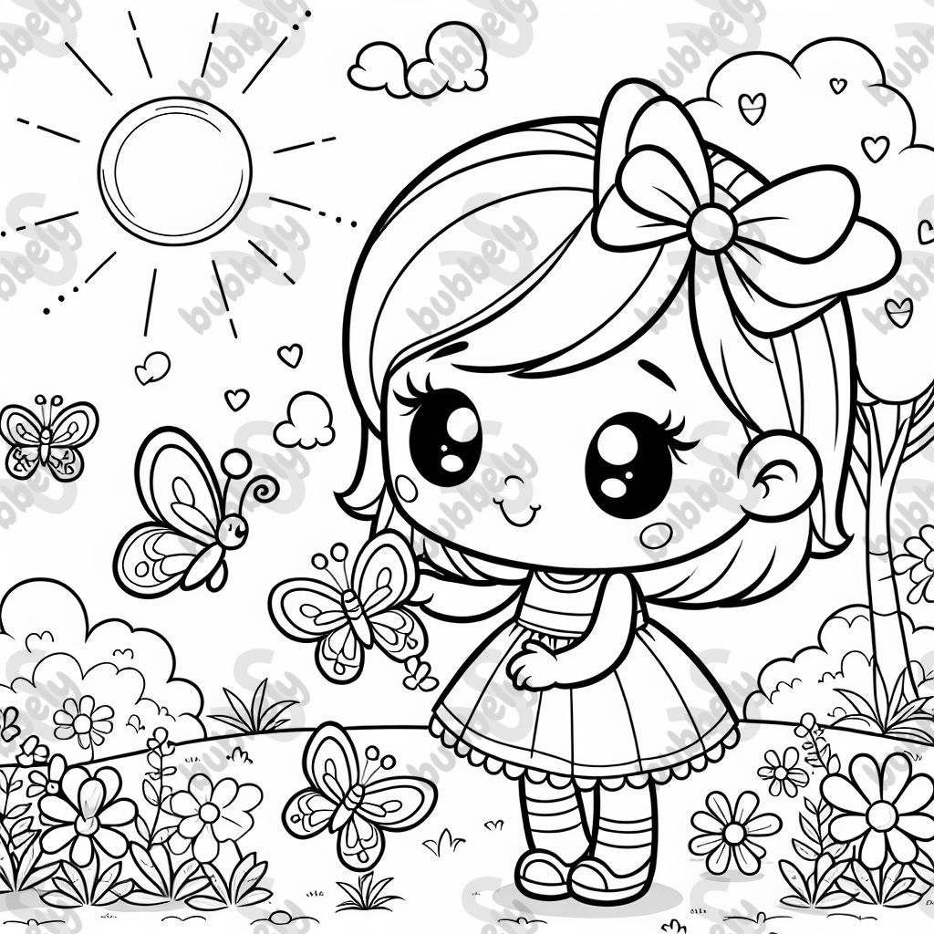 Sadira avec des papillons