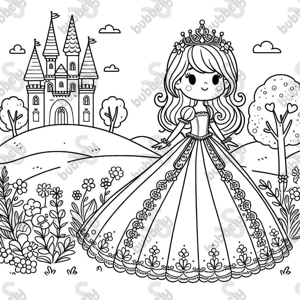 Une princesse avec une longue robe