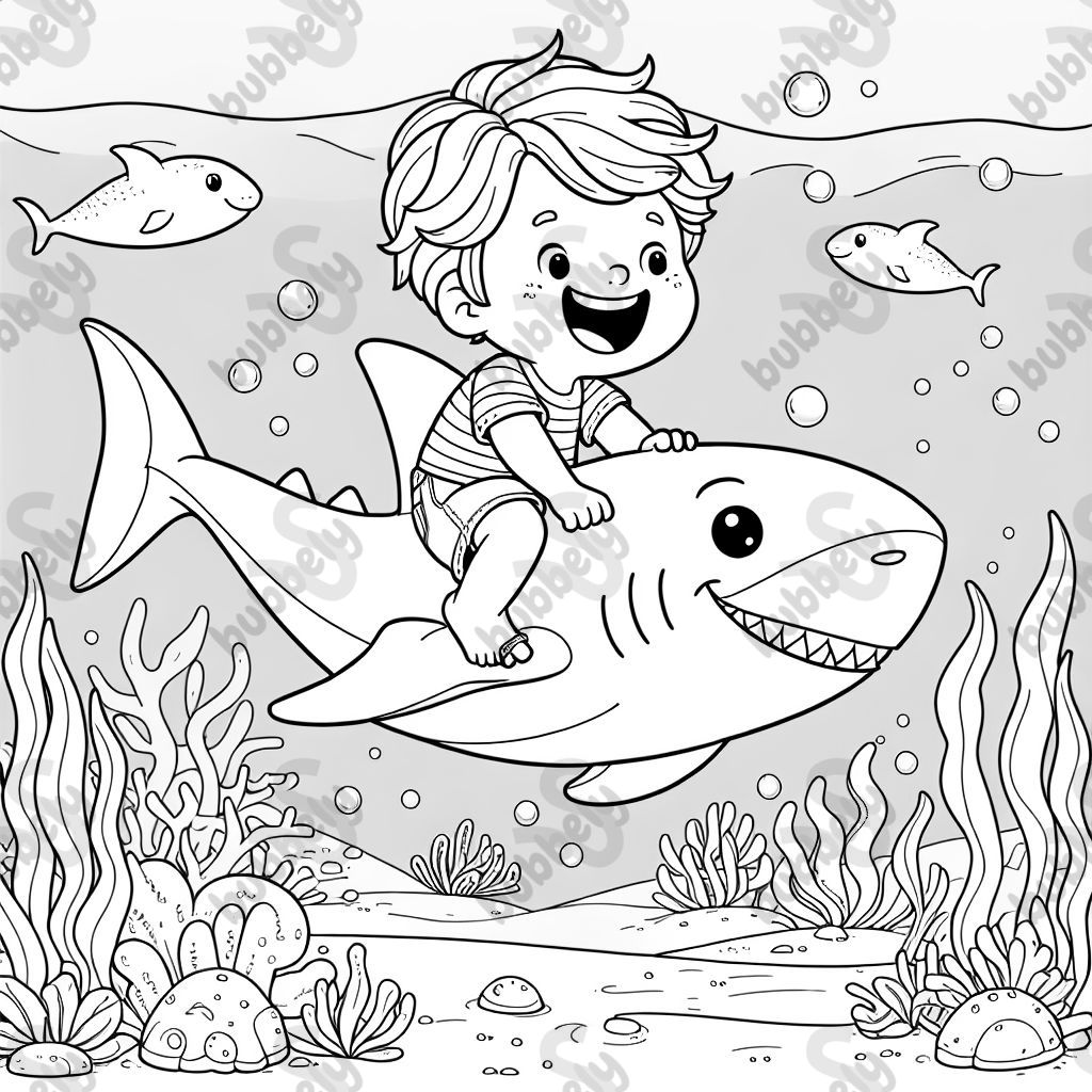 Boy riding a shark