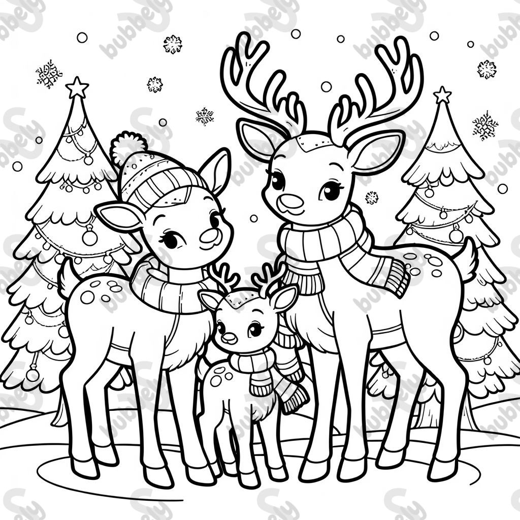 A family of Christmas deer
