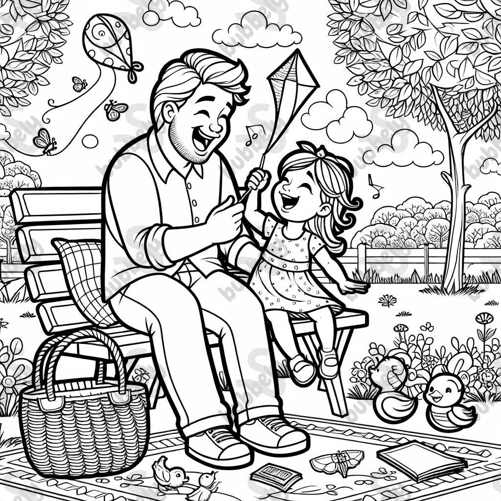 Father and daughter in a park