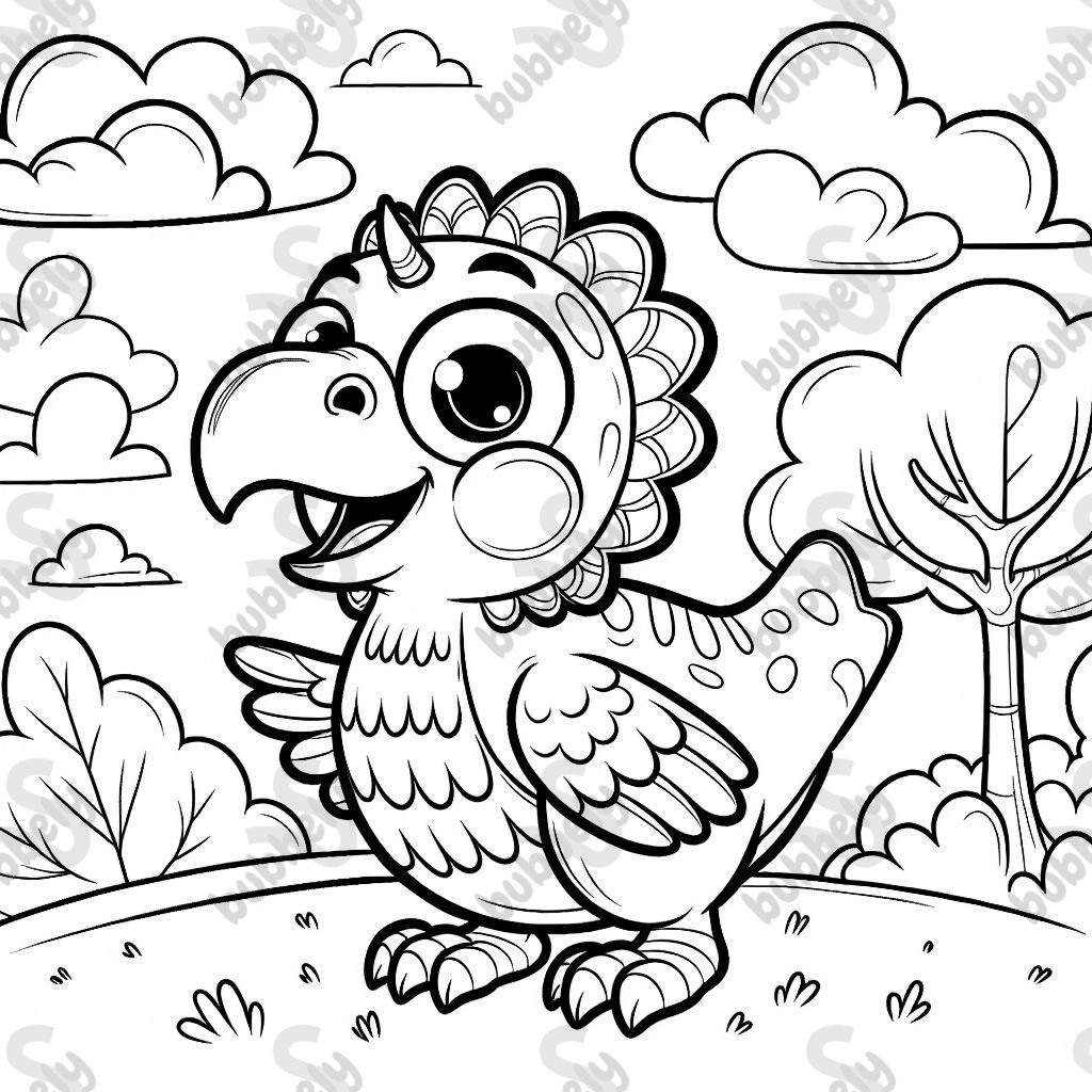 A bird with a triceratops shaped beak