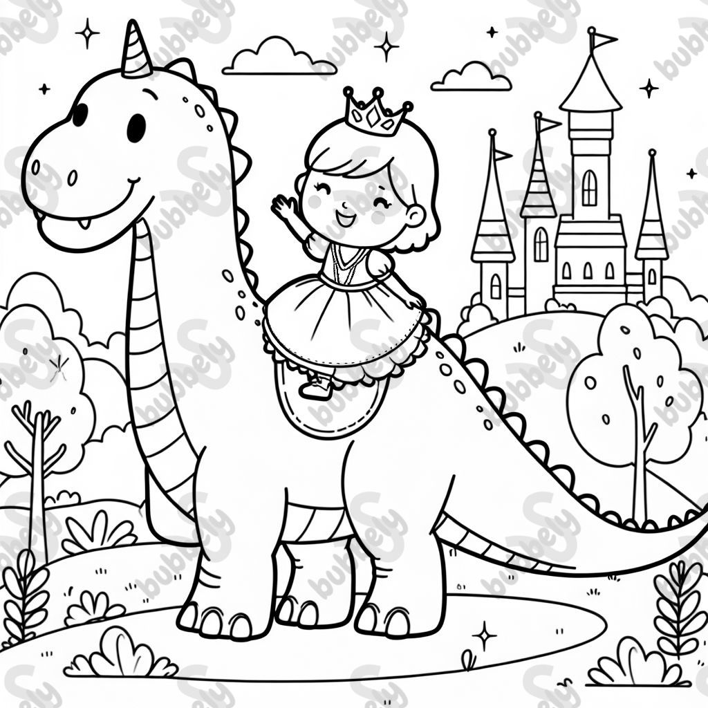 eine Prinzessin auf einem Dino
