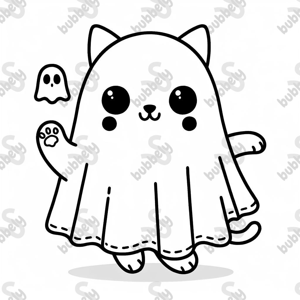 cat dressed as ghost