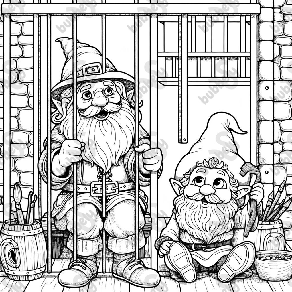 Druidin und Gnom sitzen im Gefängnis und versuchen auszubrechen
