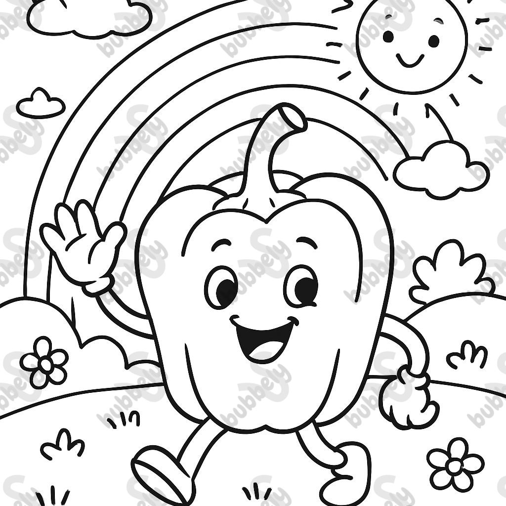 a bell pepper with a rainbow