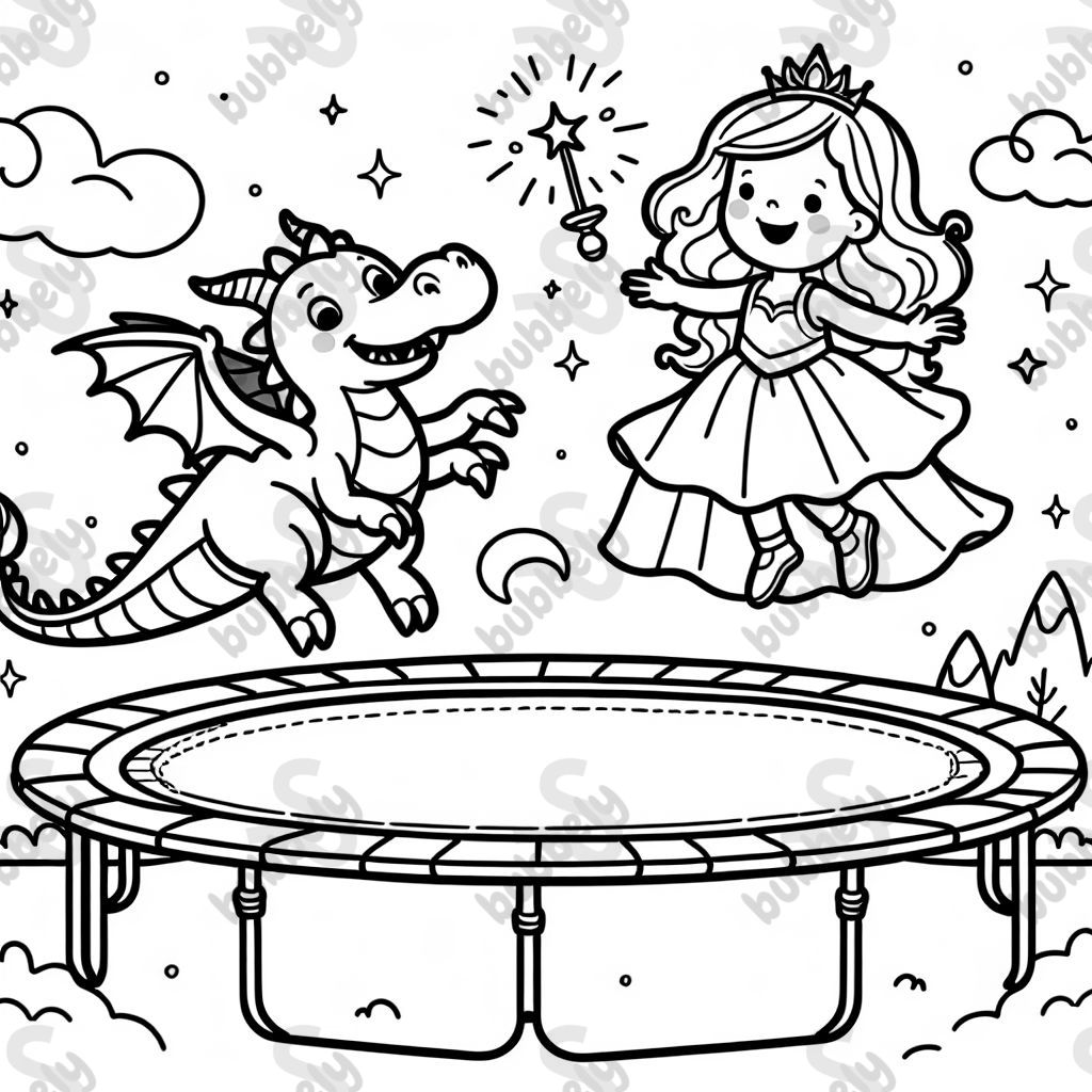 Dragon and Princess on the Trampoline Dragon and Princess on the Trampoline