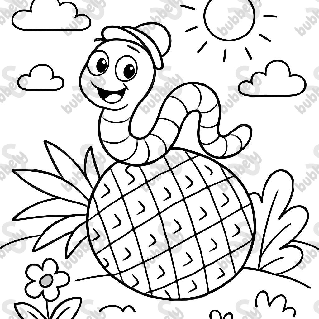 a worm on a pineapple