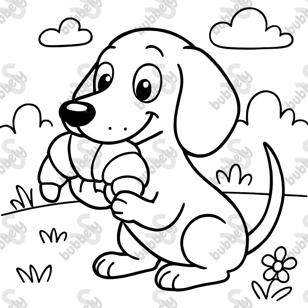 A dachshund eating a croissant