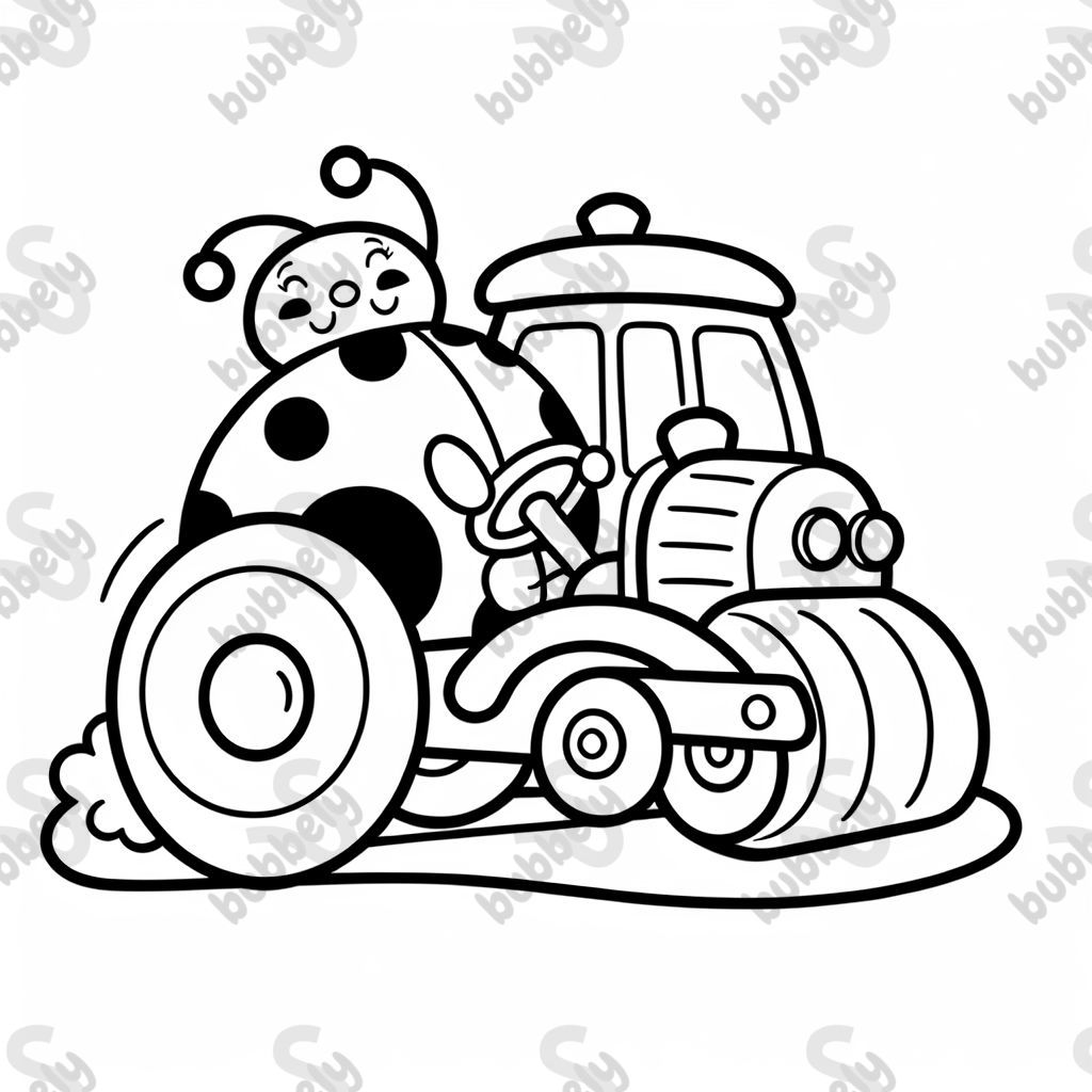 Ladybug drives a roller