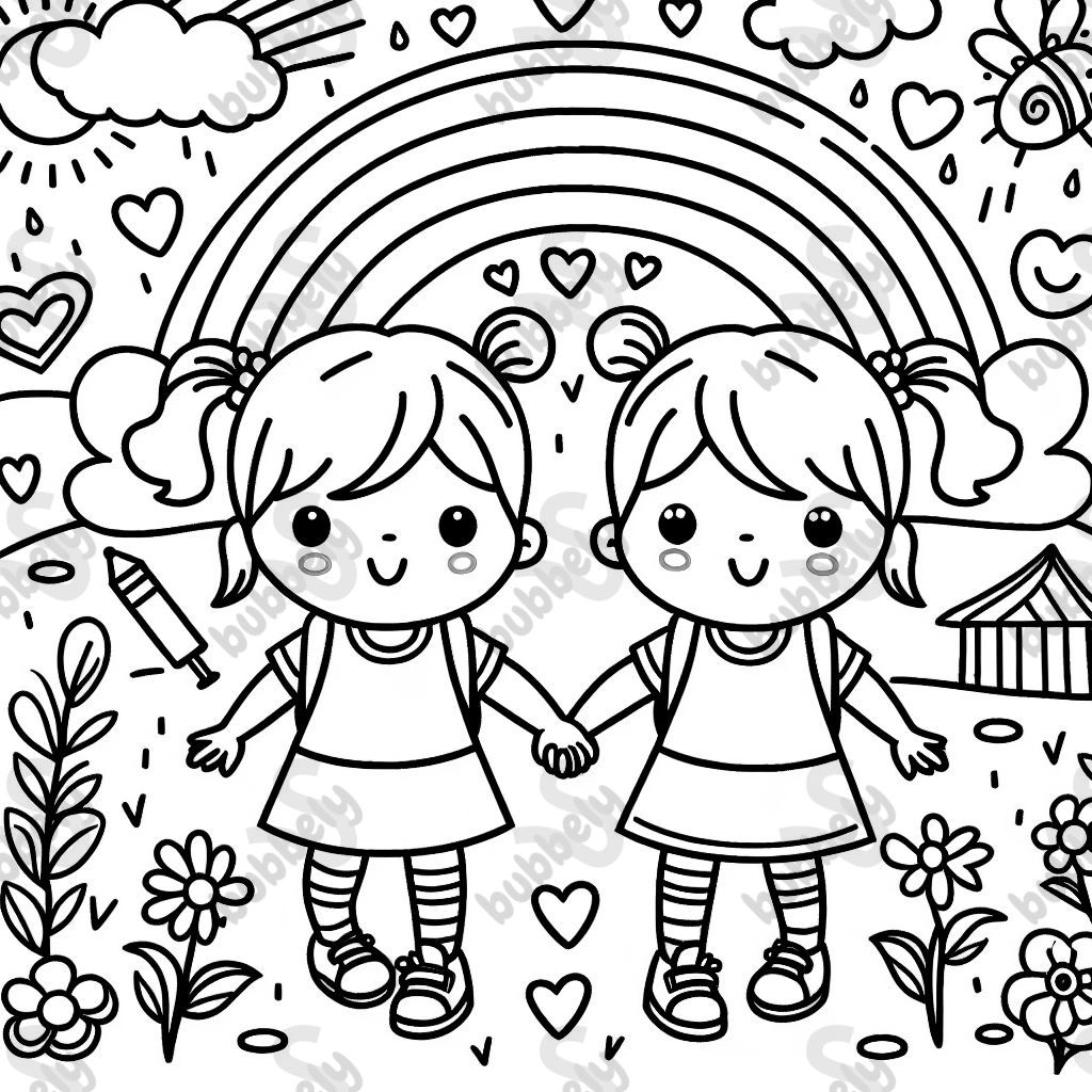 Zwillinge die sich an den Händen halten 